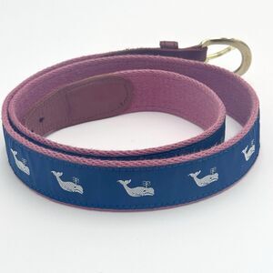 Preston Made in New England USA Nautical Belt Navy w White Whales Red Pink Sz 42